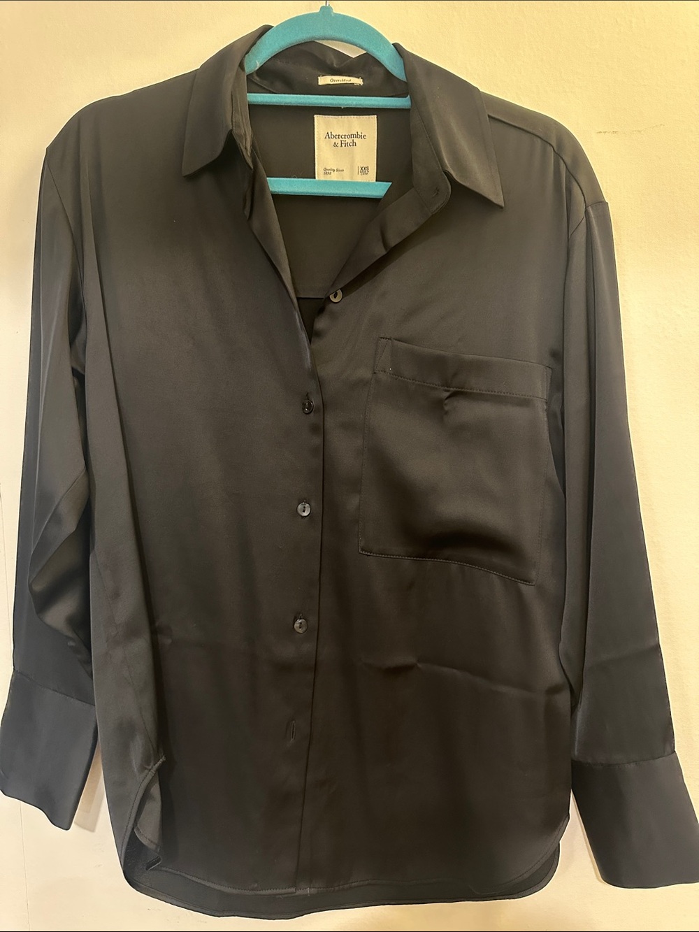 Abercrombie & Fitch Black Satin Button-Up Shirt